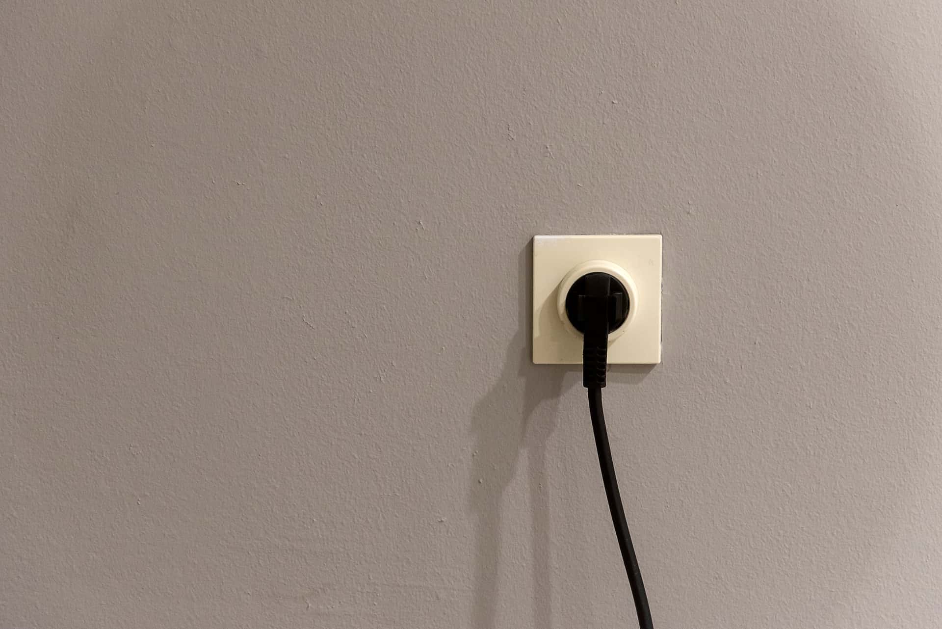 A standard US wall socket set into a plain wall